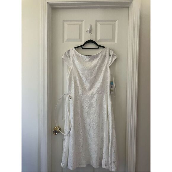 Black Label by Evan-Picone white Lace Dress size 14 New - Picture 1 of 11